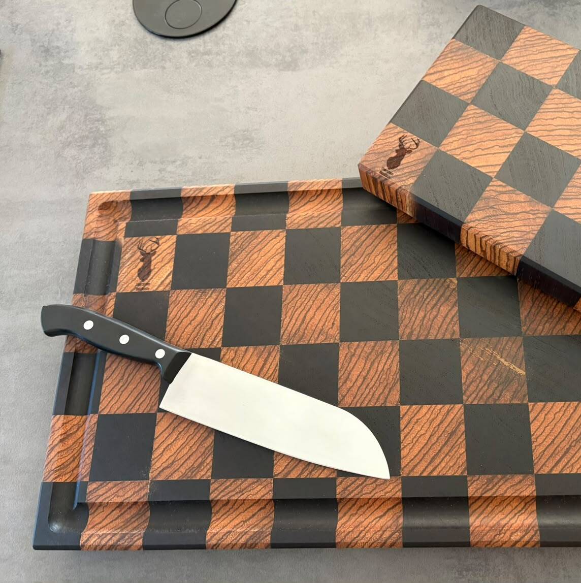 Stirnholz Schneidebrett aus Wenge - Zebrano von Thorsten Lisker